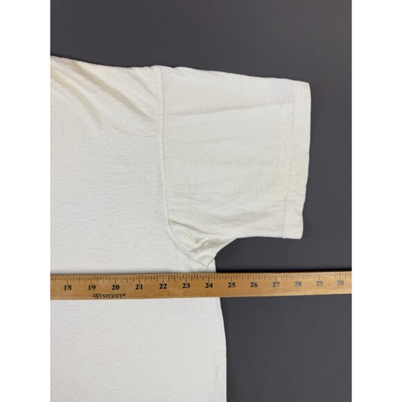 Vintage 90s New York NY Spell Out Art Logo Pattern Tribal White Shirt Short Heel - Picture 14 of 15